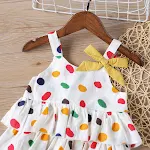 Conjunto de 2 piezas camiseta sin mangas con lazo de lunares y pantalones cortos. Ideal para un look casual, cómodo y con estilo para el verano. — foto 8