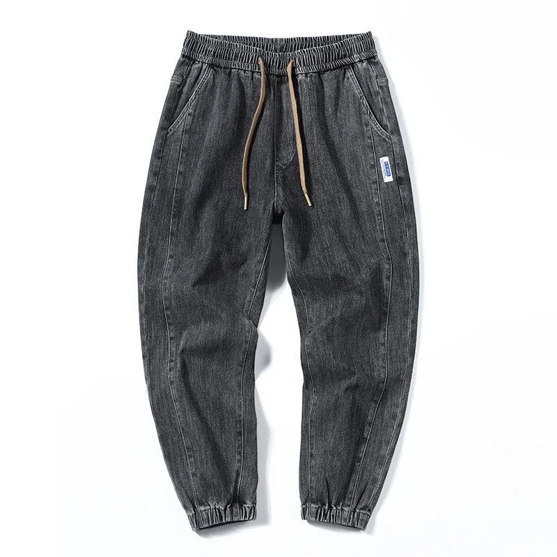 Men's Elastic Waist Jeans Autumn and Winter Loose Plus Size Casual Elastic Ankle-tied Harem Pants. Comfortable, stylish, — photo 11