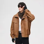 Polo casual de moda masculina em couro macio com gola polo, design elegante e confortável, ideal para um visual moderno e descontraído. — foto 3