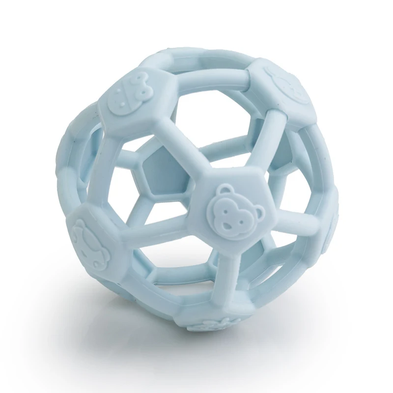 Bola de silicone macia para bebês recém-nascidos, redonda, oca e pequena. Perfeita para agarrar, segura e estimula o desenvolvimento. — foto 2