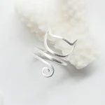 Anillo de plata S925 personalizado con gato cepillado. Un regalo único, adorable y elegante. Diseño enrollado y pulido para ella. — foto 4