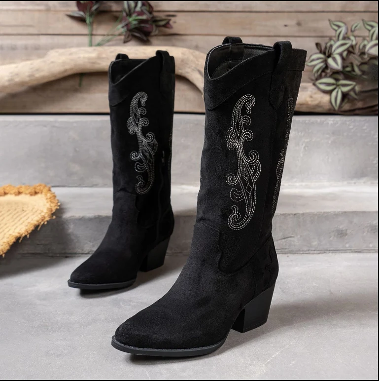 Title 4, Botas femininas versáteis com zíper lateral e b...