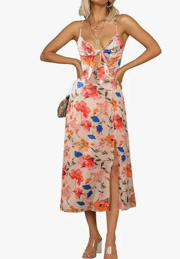Title 9, Suspender Womens Printed Wear Bow Beach Dress