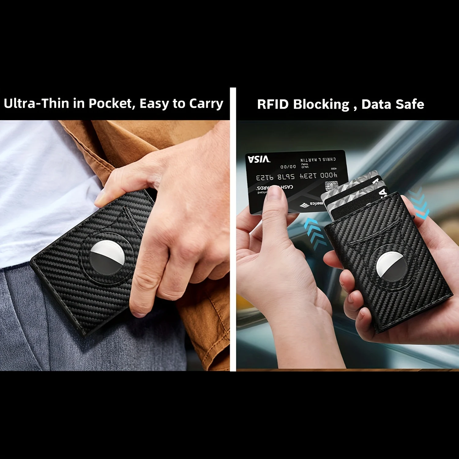 Carteira Porta Cartão de Metal Masculina Compacta e Segura Proteção RFID Elegante e Funcional Ideal para Cartões de Crédito e Documentos Essenciais — foto 2