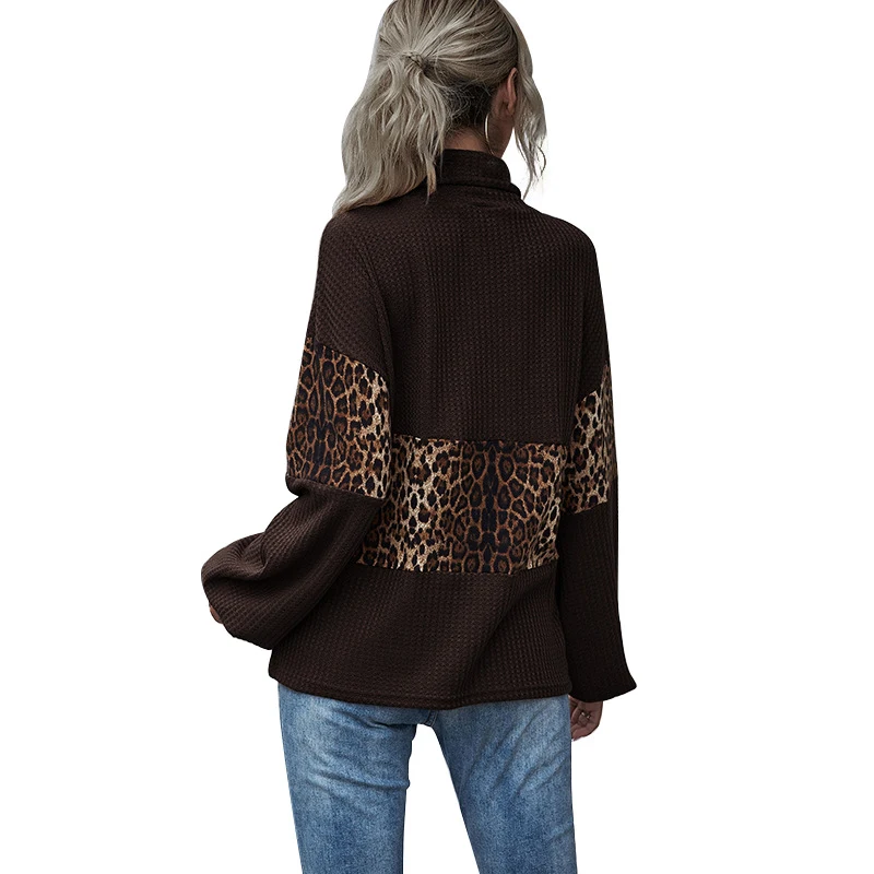 New European And American Leopard Print Contrast Color Long Sleeve Ladies Pullover Top — photo 2