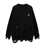 Europees en Amerikaans luie gehaakte ronde hals sweater met scheuren, comfortabel en stijlvol voor een relaxte en trendy look — foto 6