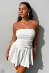 Zomerse dames jumpsuit rok, tube top, rugloos, geplooid, effen kleur. Stijlvol en comfortabel, ideaal voor warme dagen. — foto 4