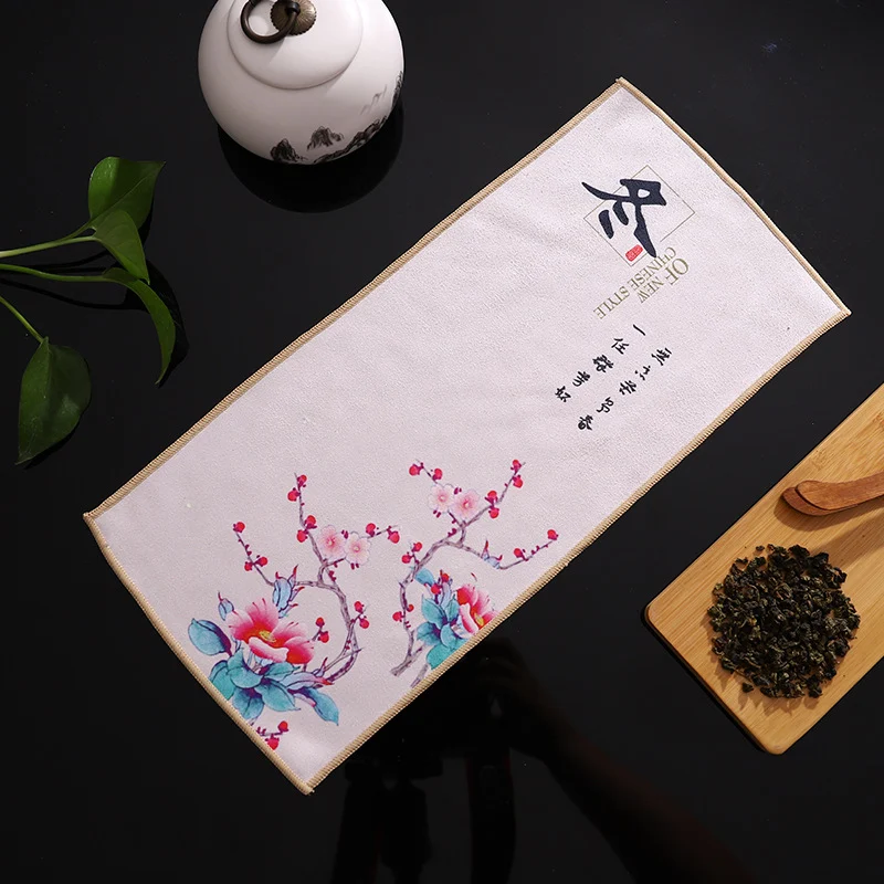 Deerskin Velvet Zen Towel Tea Cloth Ancient Style Painted Absorbent National Fashion Perfect for Tea Ceremony Rituals El — photo 17