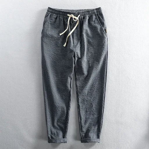 Title 3, Mens Striped Ankle-Length Pants Casual Loose T...