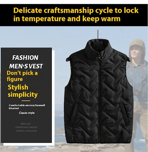 Title 7, Mens Fashion All-matching Down Cotton-padded V...