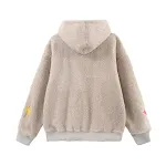 Suéter com capuz de lã de cordeiro masculino, design solto outono inverno, bordado pentagrama, casaco acolchoado de algodão. — foto 15