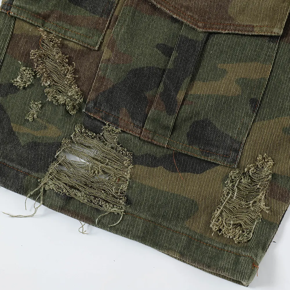 Men's Punk Distressed Multi-pocket Design Loose Wide Leg Straight Shorts for Comfortable Urban Streetwear Style. — photo 20