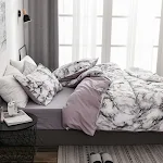 Jogo de capa de edredom liso com padrão de mármore, macio e elegante para um sono repousante. Conforto e sofisticação para seu quarto. — foto 4
