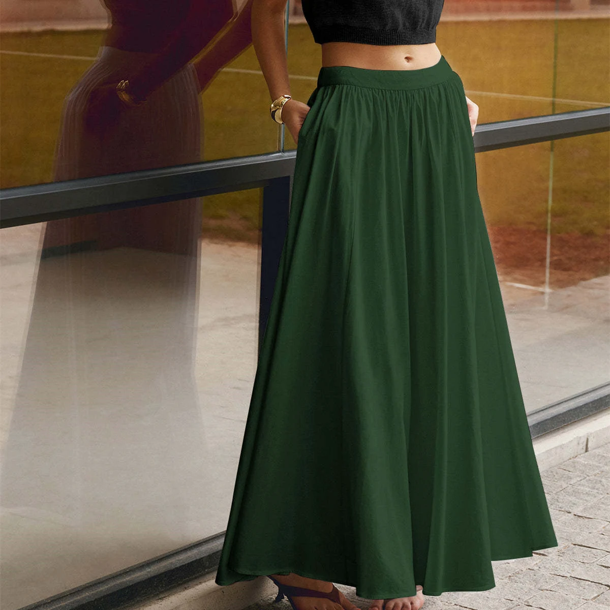Title 1, Vestido feminino casual de cintura alta, com ca...