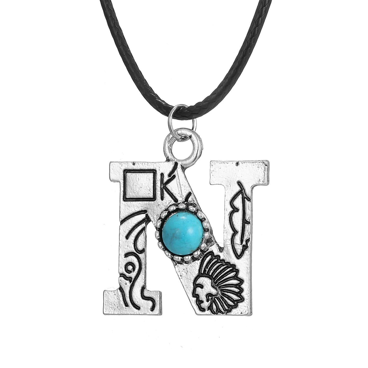 Colar com Letra de Totem Turquesa Vintage Um toque de elegância vintage. Personalize seu visual com este colar exclusivo, ideal para expressar sua individualidade e estilo. — foto 19