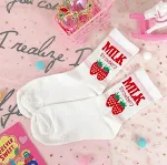 Girl strawberry dreamy beautiful girl moon in stockings socks piles of socks — photo 2
