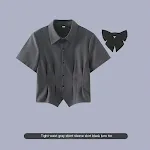Gray Short Sleeve And Bow Tie
