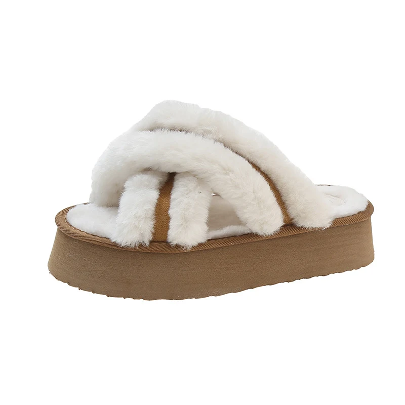 Women's Height Increasing Wool Sheep Fur Cross Plush Slippers. Warm, comfortable, and stylish indoor footwear for added — photo 3