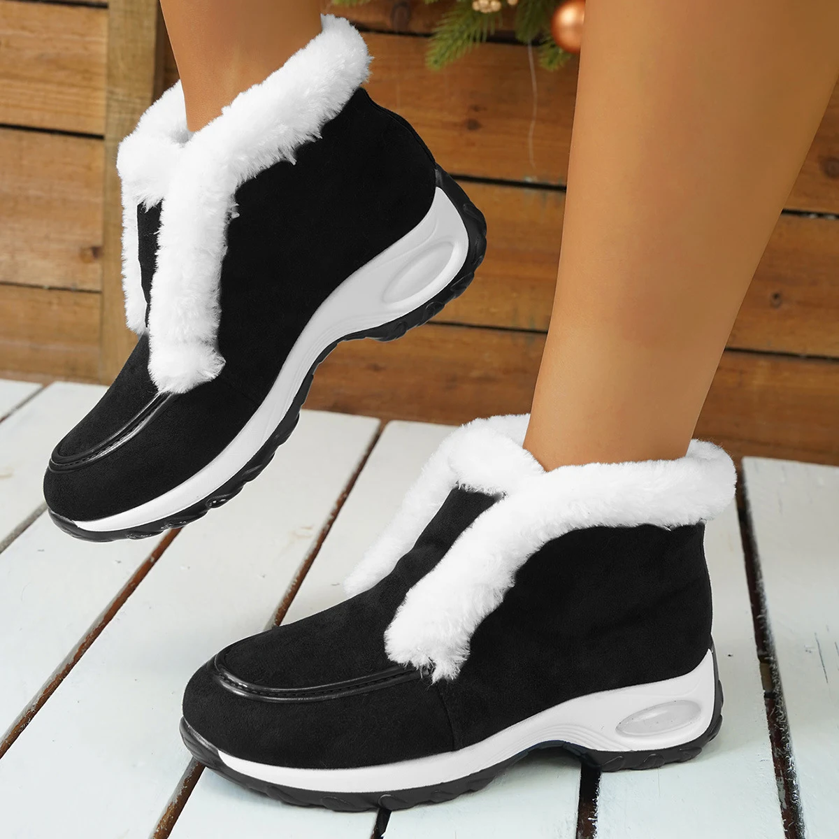 Women's Plus Velvet Snow Boots with Air Cushion Sole and Decoration, providing warmth, comfort, and stylish winter footw — photo 3