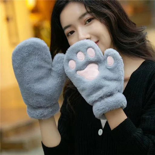 Title 12, Plush Thickened Warm Plush Gloves Finger Cute S...