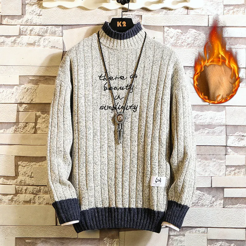 Title 3, Stand Up Collar Embroidered Sweater Bottoming S...