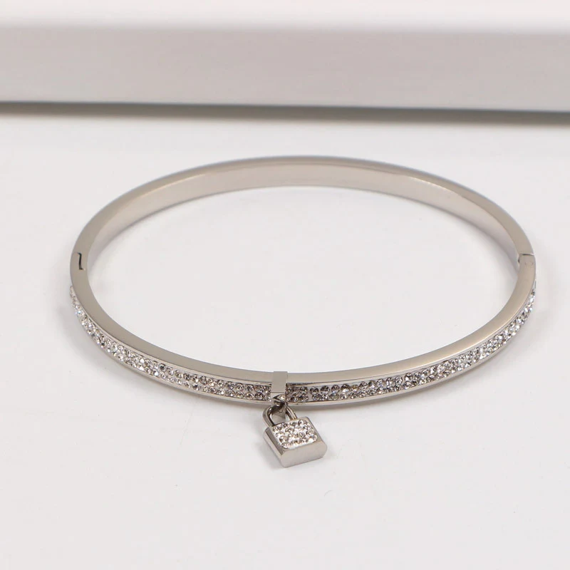 Pulseira de casal de bloqueio clássico de diamante completo — foto 2