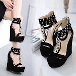 High heeled shoes with metal chain rivets. Elevate your look. These stylish heels add a bold, sophisticated touch, perfe — photo 1