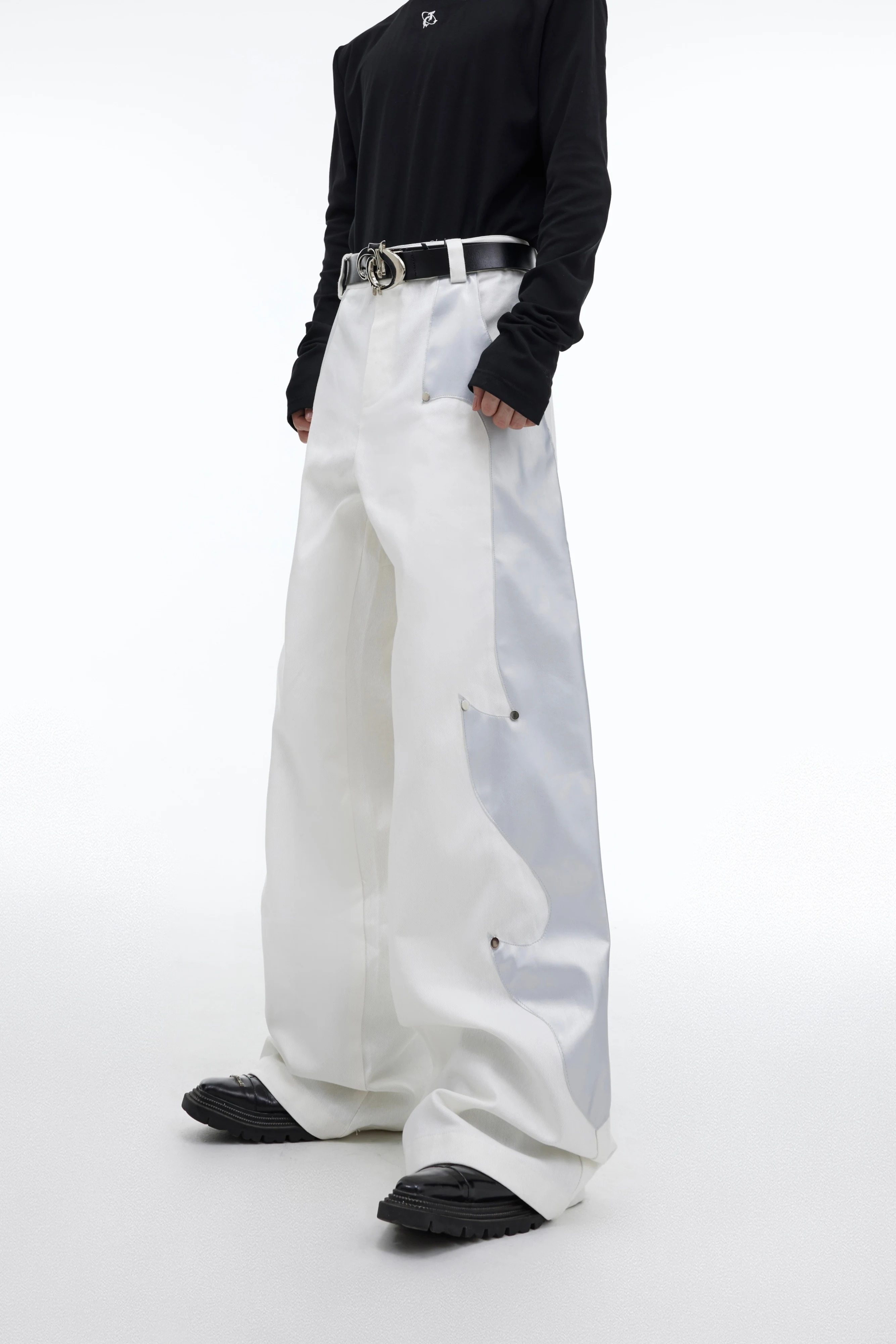 Title 4, Niche Structured Leather Patchwork Flame Rivet ...