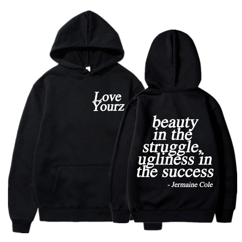 Moletom com capuz Cole Dreamville Love Yourz com estampa de letras vintage, conforto e estilo. — foto 14