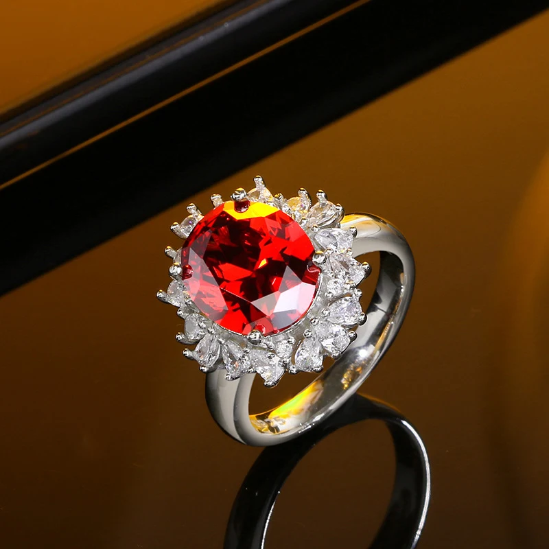 Anel de prata esterlina S925 com strass de alto carbono e safira de 8 quilates, perfeito para adicionar sofisticação e brilho ao seu visual. — foto 9