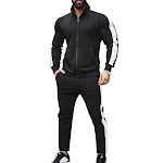 Conjunto de duas peças Outono Inverno Jaqueta esportiva casual com gola alta e cores contrastantes para homens. Conforto e estilo em um só traje. — foto 6