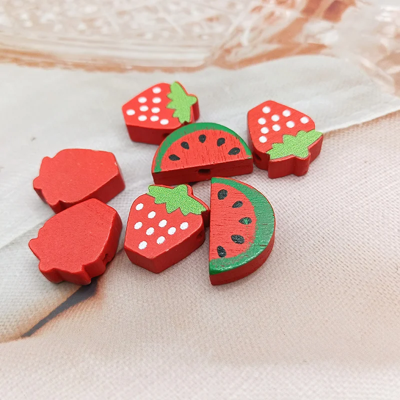 Contas de Madeira Frutas Acessórios para Pulseira DIY Infantil Material Decoração de Joias Enfeites Infantis — foto 4