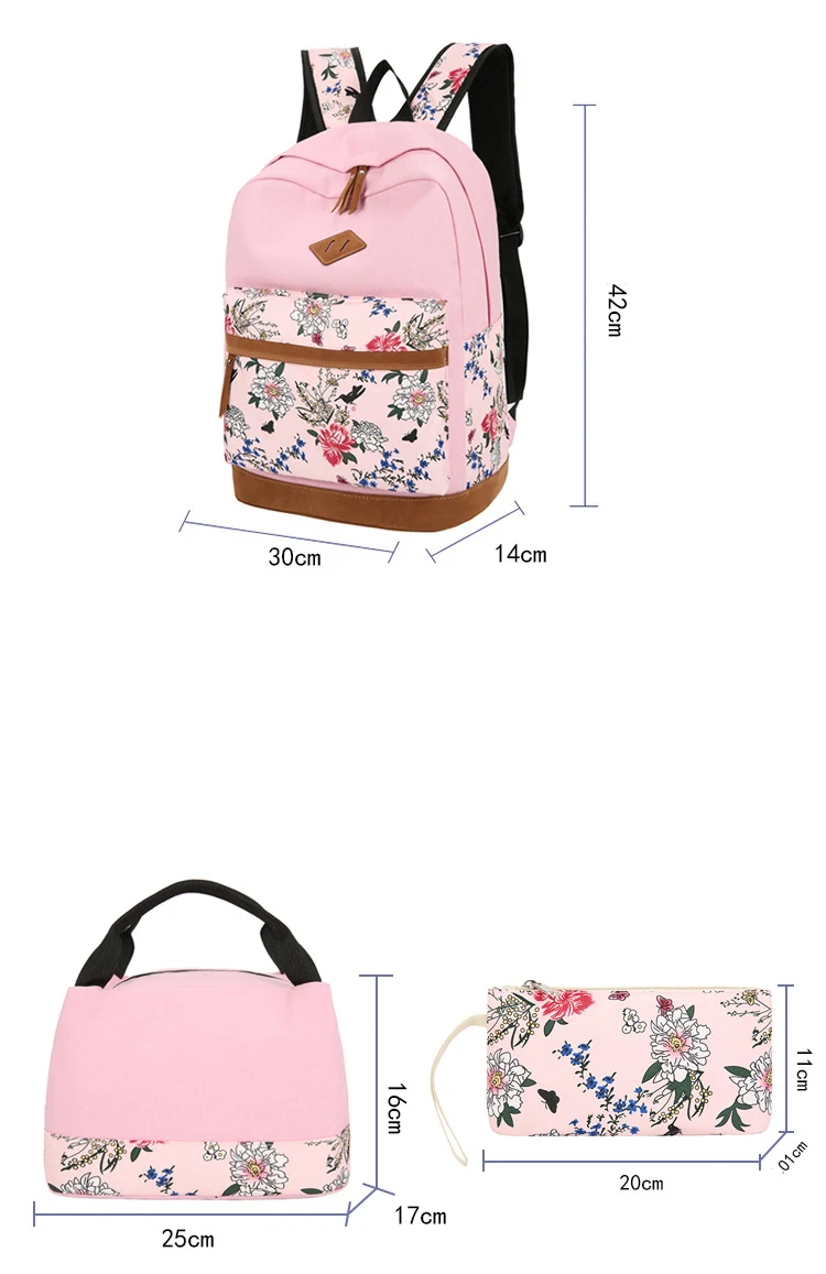 Title 2, Juego de 3 Mochilas Escolares Florales, Mochila...