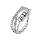 Anel giratório de prata esterlina S925 com diamante geométrico simples para mulheres, design elegante e moderno — foto 2
