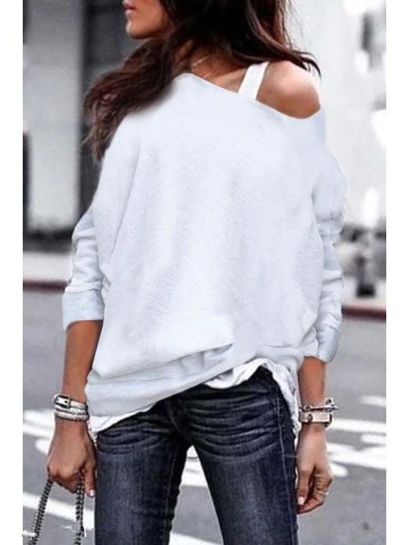 Blusa alla moda a maniche lunghe con scollo tondo — foto 2