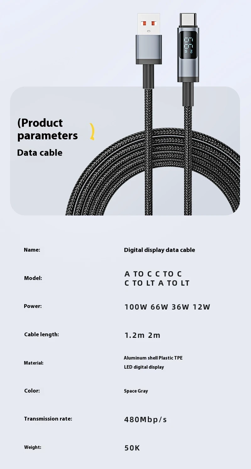 Title 9, Fast Charge Data Cable with Digital Display Typ...