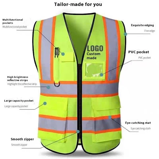 Title 4, Reflective Vest Multi-pocket Building Construct...