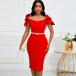 Dames Driedimensionale Bloemenjurk Elegant. Perfect voor speciale gelegenheden, verfijnd ontwerp, benadrukt uw vrouwelijkheid met stijl en comfort. — foto 2