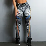Leggings femininas de fitness "Don't Stop" com estampa 3D, jeggings finos, cintura alta, esportivos, longos, elásticos e justos. — foto 5