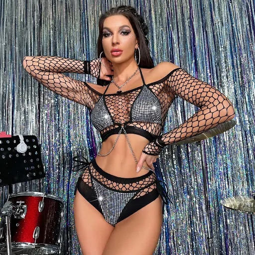 Title 2, Hot Girl Style Nightclub Bright Eye Fishnet Spl...