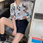 Vintage print dames shirt met korte mouwen, dunne top voor vrouwen, lichtgewicht en comfortabel, perfect voor warme dagen, retro look. — foto 17
