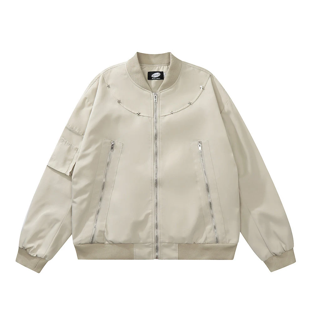 Jaqueta Funcional Americana Primavera e Outono com Zíper, Design de Costura, Uniforme de Beisebol Workwear. Conforto e estilo. — foto 11