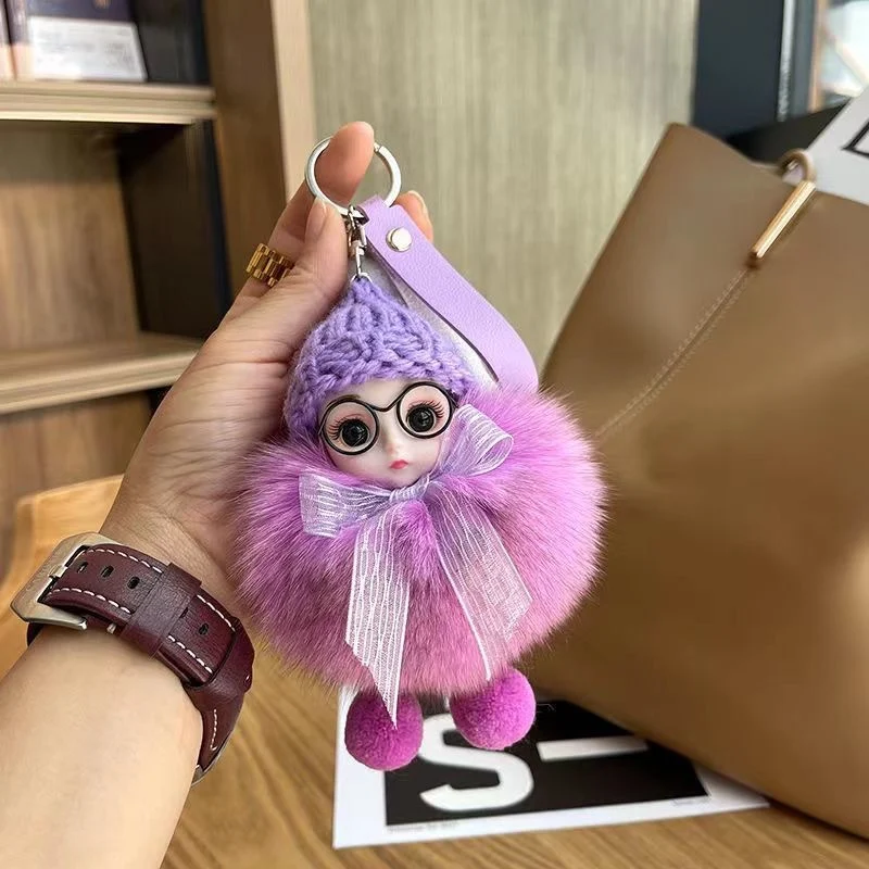 Title 9, Cute Baby Fox Plush Key Ornament with Big Eyes,...