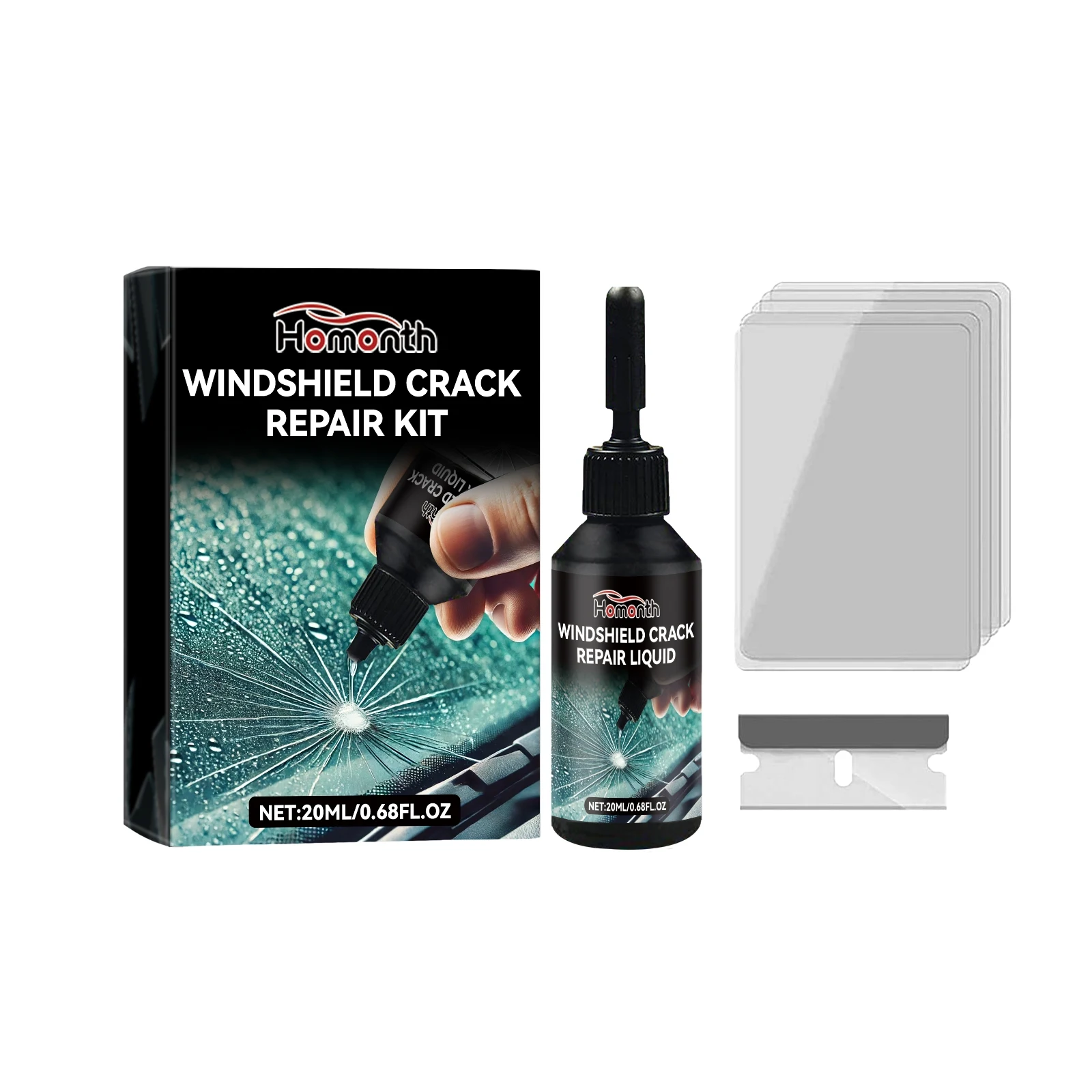 Windshield Crack Repair Kit Fix cracks and chips in your windshield easily. Simple to use, professional results. Restore — photo 1
