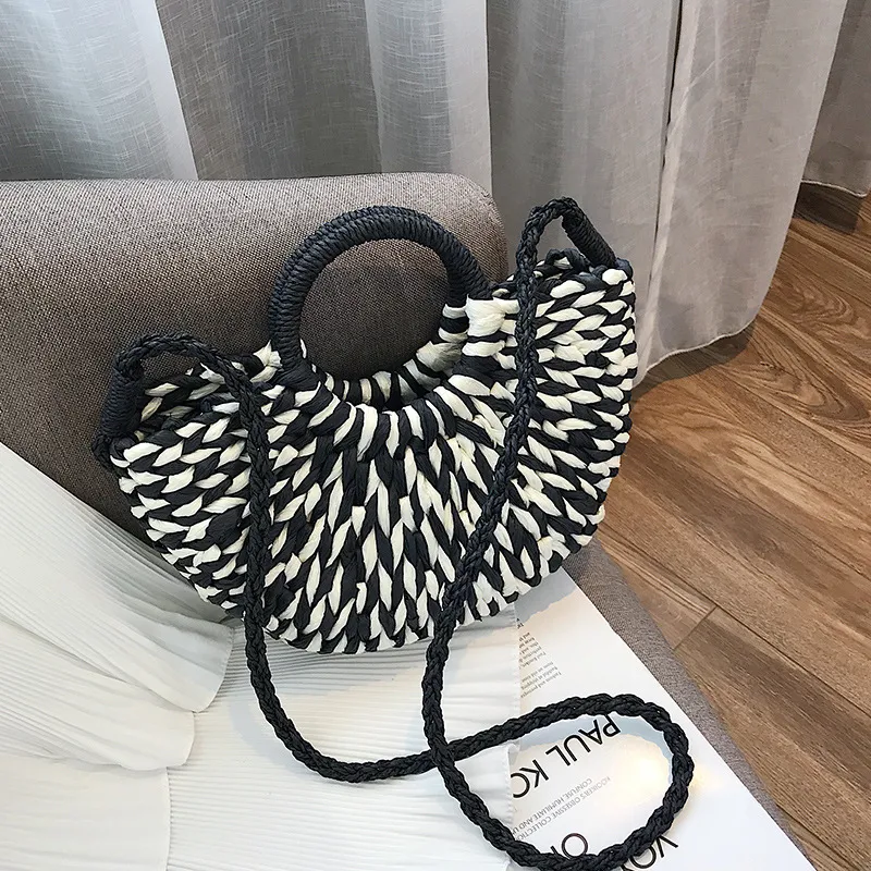 Bolso de paja tailandés bolso tejido bolso de cesta de vegetales colorido playa de viaje de viaje mareado — foto 6