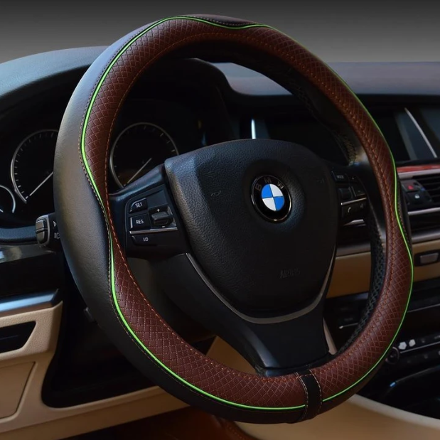 Title 1, Premium leather steering wheel cover for improv...