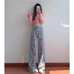 Jean ample vintage taille haute pour femme, un style rétro et décontracté avec une coupe confortable, idéal pour un look tendance et facile à porter au quotidien. — photo 1