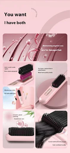 Title 5, Wireless Straight Comb with Anions, Does Not Da...