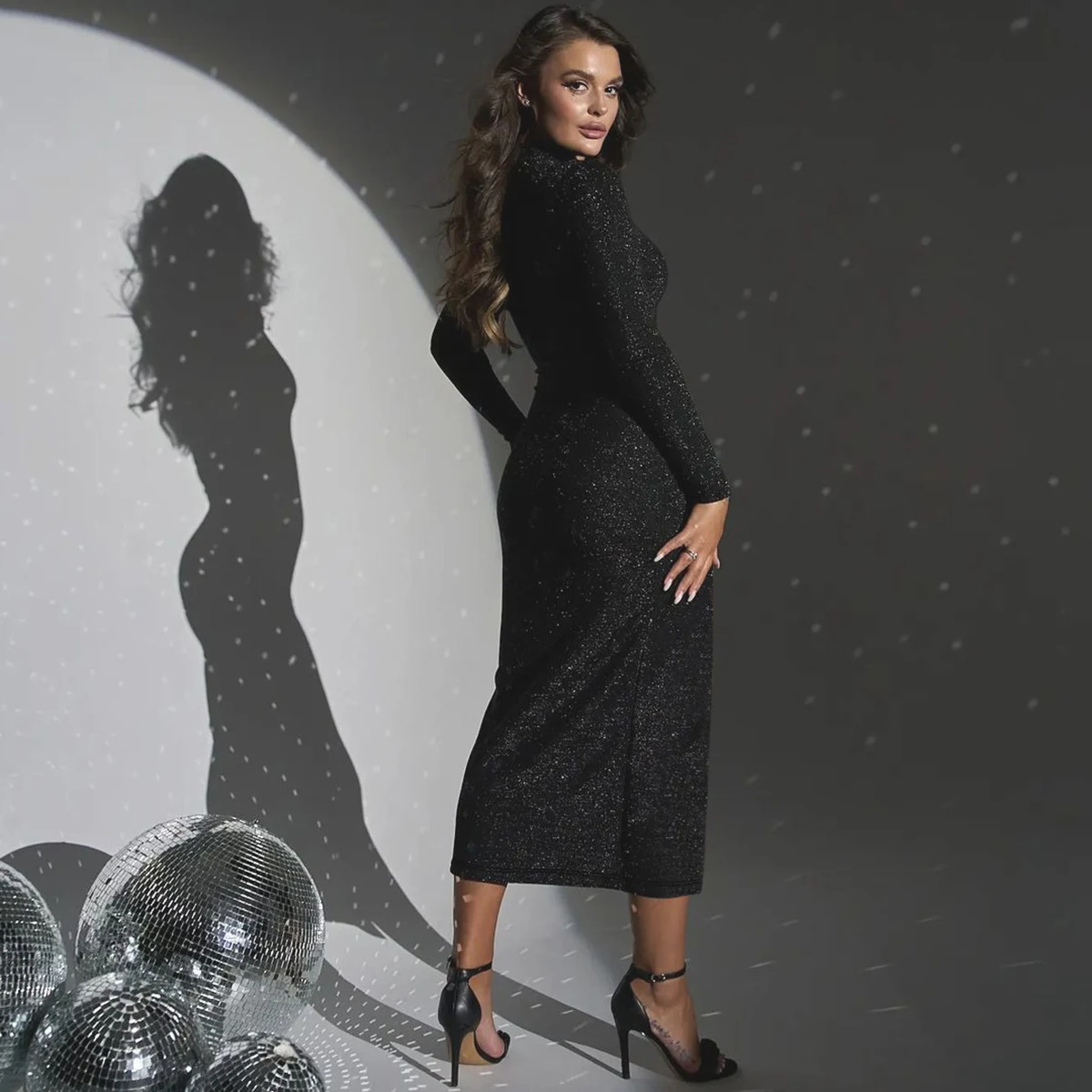 Title 6, Round Neck Temperament Slim Fit Slit Bright Col...