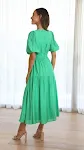 V-neck waist-tight mid-length dress. This dress offers a flattering fit, enhancing your figure and providing elegant sty — photo 13